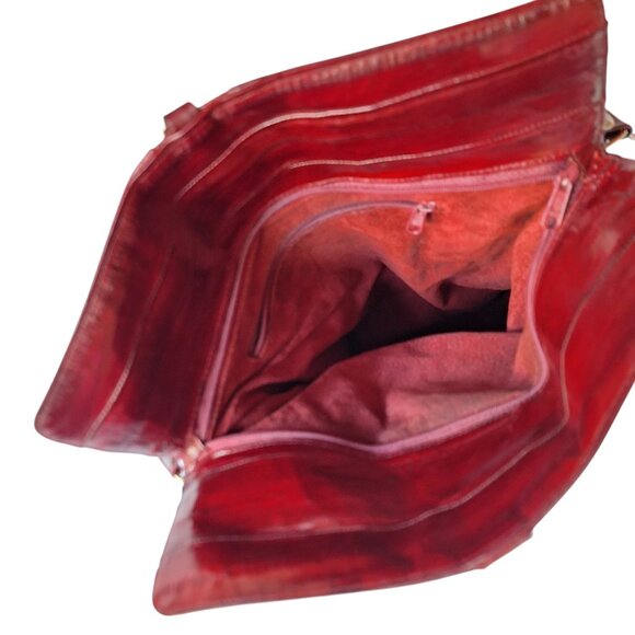 Vintage 80's Eel skin Burgundy Shoulder / Crossbody Bag - Picture 10 of 12